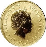 15 Dollars - Elizabeth II 4th Portrait - Kangaroo - Gold Bullion Coin obverse image