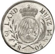 3 Kreuzers - Maximilian IV Joseph Kreuzers Landmünze, Germany, 1804-1805 reverse image