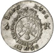 6 Kreuzers - Charles Theodore Kreuzers Landmünze, Germany, 1794-1798 reverse image