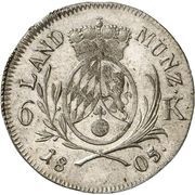 6 Kreuzers - Maximilian IV Joseph Kreuzers Landmünze, Germany, 1804-1805 reverse image