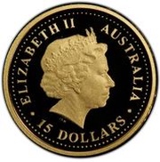 15 Dollars - Elizabeth II 4th Portrait - Emu - Gold Proof obverse image