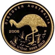 15 Dollars - Elizabeth II 4th Portrait - Emu - Gold Proof, Australia, 2006 reverse image