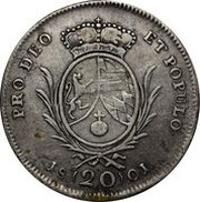 20 Kreuzers - Maximilian IV Joseph Konventionskreuzer, Germany, 1799-1803 reverse image