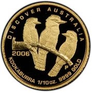 15 Dollars - Elizabeth II 4th Portrait - Kookaburra - Gold Proof, Australia, 2006 reverse image