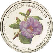15 Dollars - Elizabeth II 4th Portrait - Sturt's Desert Rose - Platinum Bullion Coin, Australia, 2006 reverse image
