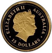15 Dollars - Elizabeth II 4th Portrait - Great White Shark; Gold proof obverse image