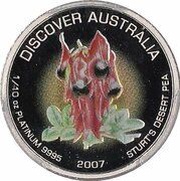 15 Dollars - Elizabeth II 4th Portrait - Sturt’s Desert Pea - Platinum Bullion Coin reverse image