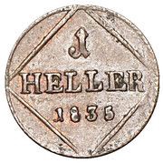 1 Heller - Louis I, Germany, 1829-1835 reverse image