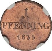 1 Pfennig - Louis I, Germany, 1830-1835 reverse image