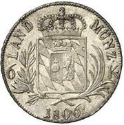 6 Kreuzers - Maximillian I Joseph, Germany, 1806 reverse image