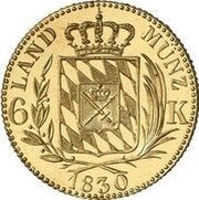6 Kreuzers - Louis I Pattern, Germany, 1830 reverse image