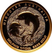 15 Dollars - Elizabeth II 4th Portrait - Dolphin - Gold Bullion Coin, Australia, 2008 reverse image