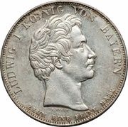 1 Conventionsthaler - Louis I Geschichtstaler; First steam railway obverse image