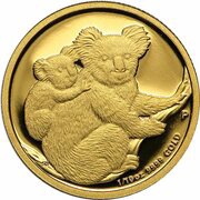 15 Dollars - Elizabeth II 4th Portrait - Koala - Gold Bullion Coin, Australia, 2008 reverse image