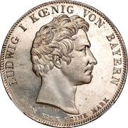 1 Conventionsthaler - Louis I Geschichtstaler; King Maximilian Joseph monument obverse image