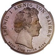 1 Conventionsthaler - Louis I Customs Union; Copper pattern strike obverse image