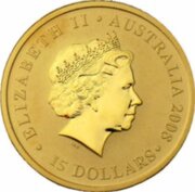 15 Dollars - Elizabeth II 4th Portrait - Kangaroo - Gold Bullion Coin obverse image