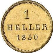 1 Heller - Louis I / Maximilian II Gold pattern strike, Germany, 1847-1850 reverse image
