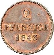 2 Pfennige - Louis I, Germany, 1839-1850 reverse image
