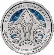 15 Dollars - Elizabeth II 4th Portrait - Dolphin - Platinum Proof reverse image