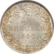 3 Kreuzers - Louis I, Germany, 1839-1856 reverse image