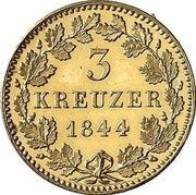 3 Kreuzers - Louis I Pattern, Germany, 1844 reverse image