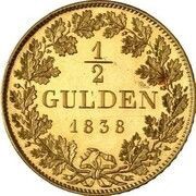 ½ Gulden - Louis I Pattern, Germany, 1838 reverse image
