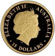 15 Dollars - Elizabeth II 4th Portrait - Kangaroo - Gold Proof obverse image