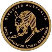 15 Dollars - Elizabeth II 4th Portrait - Kangaroo - Gold Proof, Australia, 2009 reverse image