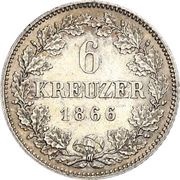 6 Kreuzers - Louis II, Germany, 1866-1867 reverse image