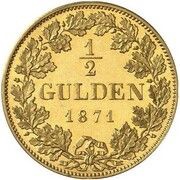 ½ Gulden - Louis II Gold Pattern, Germany, 1871 reverse image