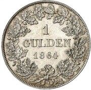 1 Gulden - Louis II, Germany, 1864-1866 reverse image