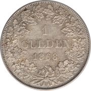 1 Gulden - Louis II, Germany, 1866-1871 reverse image