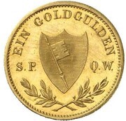 1 Goldgulden - Louis II Neujahrsgoldgulden, Germany, 1864 reverse image
