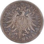 2 Marks - Louis II Pattern, Germany, 1876 reverse image