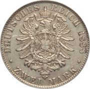 2 Marks - Otto, Germany, 1888 reverse image