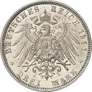 3 Mark - Otto 90th Birthday of Prince Regent Luitpold, Germany, 1911 reverse image