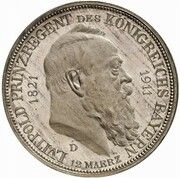 3 Mark - Otto 90th Birthday of Prince Regent Luitpold - Pattern obverse image