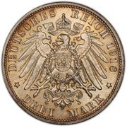 3 Mark - Louis III Golden Wedding Anniversary, Germany, 1918 reverse image
