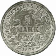 5 Mark - Louis II Pattern, Germany, 1874 reverse image