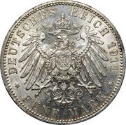 5 Mark - Otto Prince Regent Luitpold, Germany, 1911 reverse image