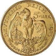 5 Mark - Louis III Pattern, Germany, 1913 reverse image
