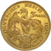 5 Mark - Louis III Pattern, Germany, 1913 reverse image