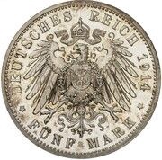 5 Mark - Louis III Pattern, Germany, 1914 reverse image