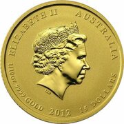 15 Dollars - Elizabeth II 4th Portrait - Year of the Dragon - Gold Bullion Coin obverse image