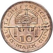 10 Mark - Louis III Pattern, Germany, 1913 reverse image