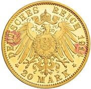 20 Mark - Louis III Pattern, Germany, 1914 reverse image