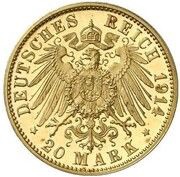 20 Mark - Louis III Pattern, Germany, 1914 reverse image