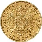 20 Mark - Louis III Pattern, Germany, 1914 reverse image