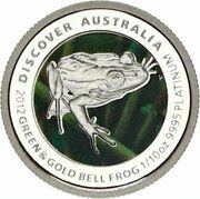 15 Dollars - Elizabeth II 4th Portrait - Discover Australia - Green and Gold Bell Frog, Australia, 2012 reverse image